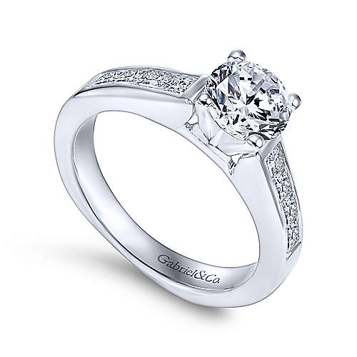 Gabriel & Co. Carson ER3964W44JJ – 14K White Gold Round Diamond Engagement Ring