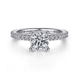 Gabriel & Co. ER4124W44JJ Logan – 14K White Gold Round Diamond Engagement Ring