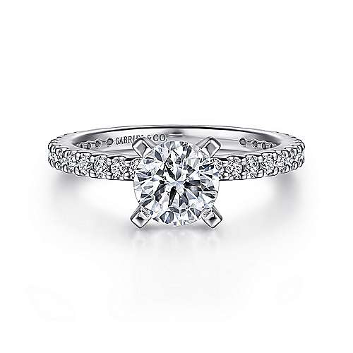 Gabriel & Co. ER4124W44JJ Logan – 14K White Gold Round Diamond Engagement Ring