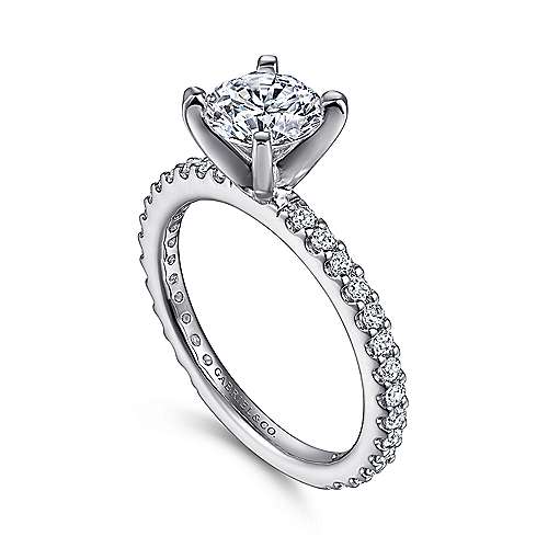 Gabriel & Co. ER4124W44JJ Logan – 14K White Gold Round Diamond Engagement Ring