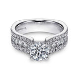 Gabriel & Co. Brielle ER4254W44JJ – 14K White Gold Round Wide Band Diamond Engagement Ring