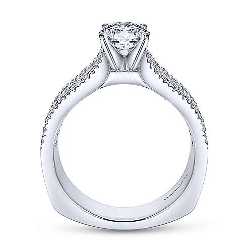 Gabriel & Co. Brielle ER4254W44JJ – 14K White Gold Round Wide Band Diamond Engagement Ring