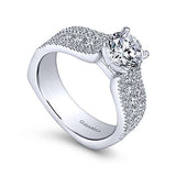 Gabriel & Co. Brielle ER4254W44JJ – 14K White Gold Round Wide Band Diamond Engagement Ring