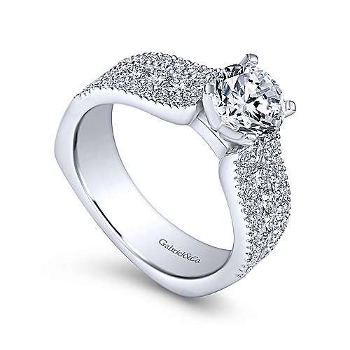 Gabriel & Co. Brielle ER4254W44JJ – 14K White Gold Round Wide Band Diamond Engagement Ring