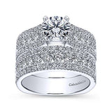 Gabriel & Co. Brielle ER4254W44JJ – 14K White Gold Round Wide Band Diamond Engagement Ring