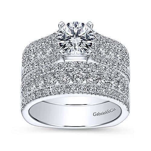 Gabriel & Co. Brielle ER4254W44JJ – 14K White Gold Round Wide Band Diamond Engagement Ring