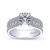 Gabriel & Co. Brielle ER4254W44JJ – 14K White Gold Round Wide Band Diamond Engagement Ring