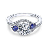 Gabriel & Co. Demi ER5331W44SA – 14K White Gold Round Three-Stone Sapphire and Diamond Engagement Ring