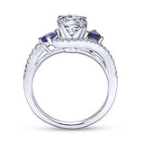 Gabriel & Co. Demi ER5331W44SA – 14K White Gold Round Three-Stone Sapphire and Diamond Engagement Ring