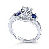 Gabriel & Co. Demi ER5331W44SA – 14K White Gold Round Three-Stone Sapphire and Diamond Engagement Ring