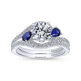 Gabriel & Co. Demi ER5331W44SA – 14K White Gold Round Three-Stone Sapphire and Diamond Engagement Ring