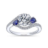 Gabriel & Co. Demi ER5331W44SA – 14K White Gold Round Three-Stone Sapphire and Diamond Engagement Ring
