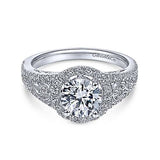 Gabriel & Co. ER5375W44JJ – 14K White Gold Round Halo Diamond Engagement Ring
