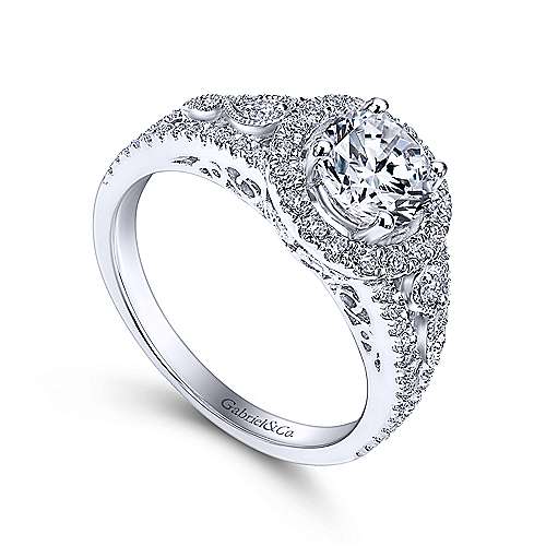 Gabriel & Co. ER5375W44JJ – 14K White Gold Round Halo Diamond Engagement Ring