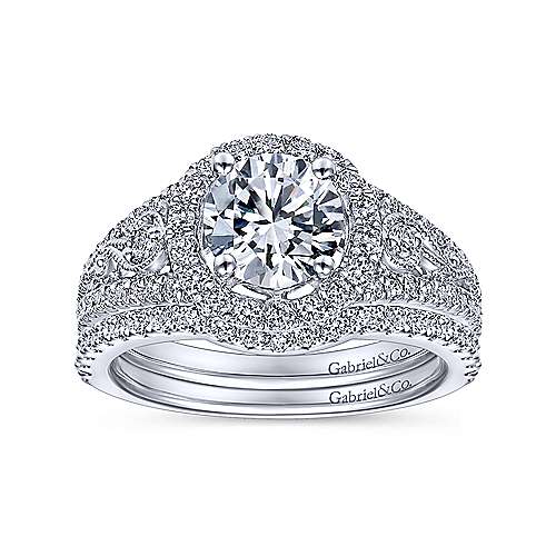 Gabriel & Co. ER5375W44JJ – 14K White Gold Round Halo Diamond Engagement Ring