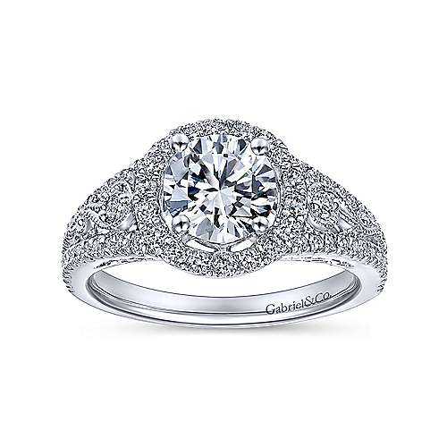 Gabriel & Co. ER5375W44JJ – 14K White Gold Round Halo Diamond Engagement Ring