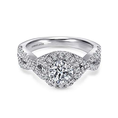 Gabriel & Co. Kendie ER5798W44JJ – 14K White Gold Round Halo Diamond Engagement Ring