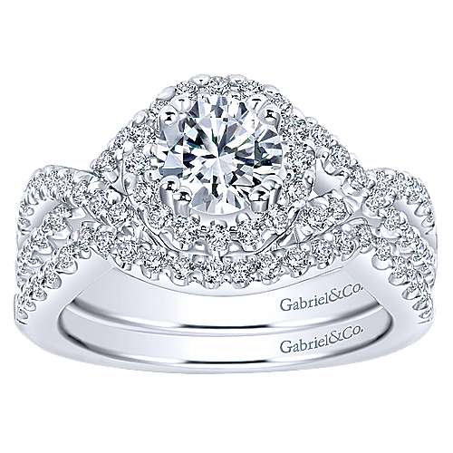 Gabriel & Co. Kendie ER5798W44JJ – 14K White Gold Round Halo Diamond Engagement Ring