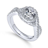 Gabriel & Co. Kendie ER5798W44JJ – 14K White Gold Round Halo Diamond Engagement Ring