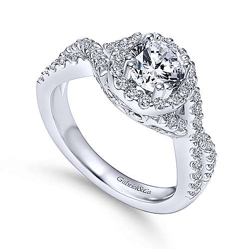 Gabriel & Co. Kendie ER5798W44JJ – 14K White Gold Round Halo Diamond Engagement Ring