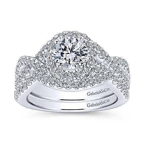 Gabriel & Co. Kendie ER5798W44JJ – 14K White Gold Round Halo Diamond Engagement Ring