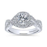 Gabriel & Co. Kendie ER5798W44JJ – 14K White Gold Round Halo Diamond Engagement Ring