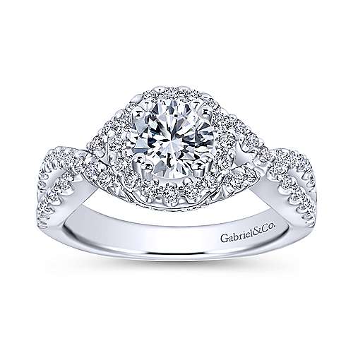 Gabriel & Co. Kendie ER5798W44JJ – 14K White Gold Round Halo Diamond Engagement Ring