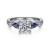Gabriel & Co. Carrie ER6002W44SA – 14K White Gold Round Five-Stone Sapphire and Diamond Engagement Ring