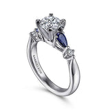 Gabriel & Co. Carrie ER6002W44SA – 14K White Gold Round Five-Stone Sapphire and Diamond Engagement Ring