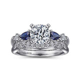 Gabriel & Co. Carrie ER6002W44SA – 14K White Gold Round Five-Stone Sapphire and Diamond Engagement Ring
