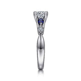 Gabriel & Co. Carrie ER6002W44SA – 14K White Gold Round Five-Stone Sapphire and Diamond Engagement Ring