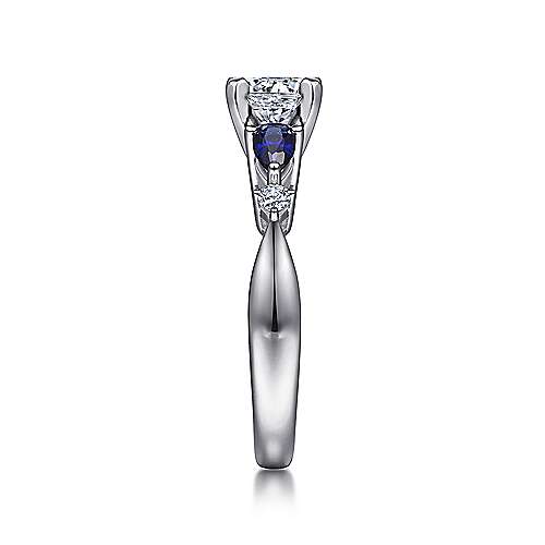 Gabriel & Co. Carrie ER6002W44SA – 14K White Gold Round Five-Stone Sapphire and Diamond Engagement Ring