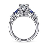 Gabriel & Co. Carrie ER6002W44SA – 14K White Gold Round Five-Stone Sapphire and Diamond Engagement Ring