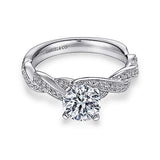 Gabriel & Co. Cassidy ER6138W44JJ – 14K White Gold Round Twisted Diamond Engagement Ring