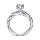 Gabriel & Co. Cassidy ER6138W44JJ – 14K White Gold Round Twisted Diamond Engagement Ring