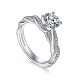 Gabriel & Co. Cassidy ER6138W44JJ – 14K White Gold Round Twisted Diamond Engagement Ring