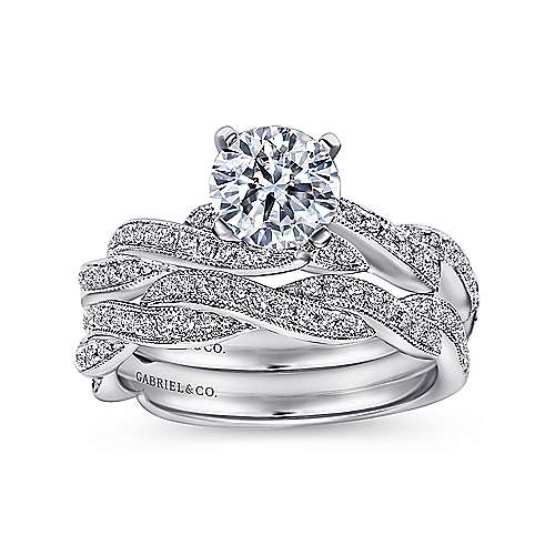 Gabriel & Co. Cassidy ER6138W44JJ – 14K White Gold Round Twisted Diamond Engagement Ring