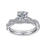 Gabriel & Co. Cassidy ER6138W44JJ – 14K White Gold Round Twisted Diamond Engagement Ring