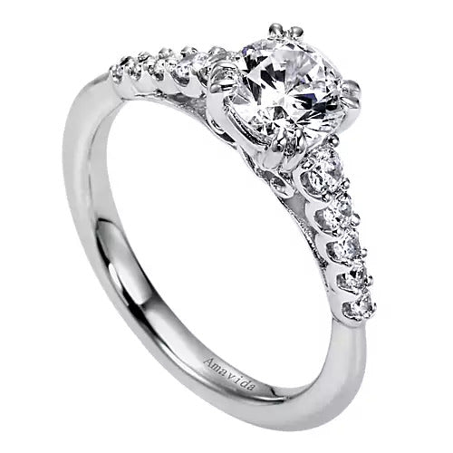 Gabriel & Co. ER6162W83JJ – 18K White Gold Straight Diamond Engagement Ring Setting (0.25 ct)