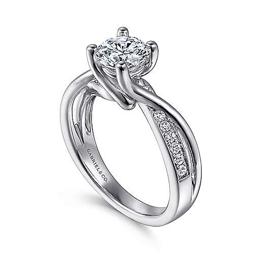 Gabriel & Co. Aleesa ER6360W44JJ – 14K White Gold Round Bypass Diamond Engagement Ring