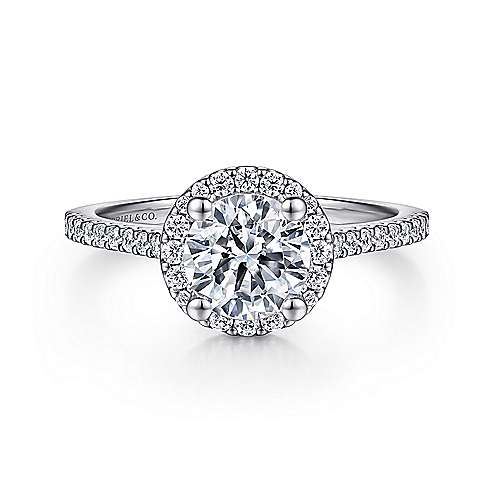 Gabriel & Co. Carly ER6419W44JJ – 14K White Gold Round Halo Diamond Engagement Ring