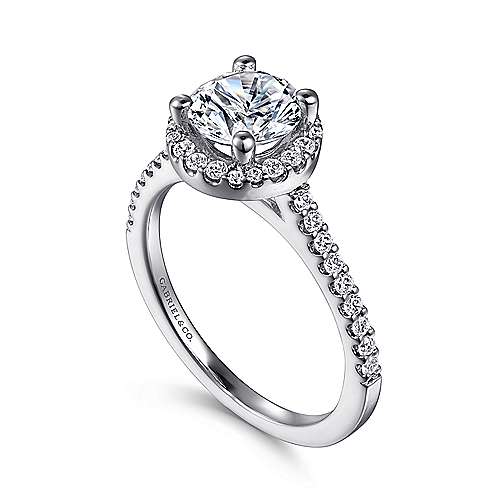 Gabriel & Co. Carly ER6419W44JJ – 14K White Gold Round Halo Diamond Engagement Ring