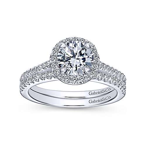 Gabriel & Co. Carly ER6419W44JJ – 14K White Gold Round Halo Diamond Engagement Ring