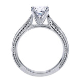 Gabriel & Co. ER6636W4JJJ – 14K White Gold Victorian Solitaire Engagement Ring