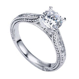 Gabriel & Co. ER6636W4JJJ – 14K White Gold Victorian Solitaire Engagement Ring