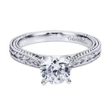 Gabriel & Co. ER6636W4JJJ – 14K White Gold Victorian Solitaire Engagement Ring