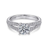 Gabriel & Co. Janelle ER6666W44JJ – 14K White Gold Round Split Shank Diamond Engagement Ring