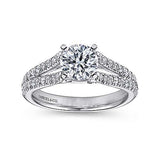 Gabriel & Co. Janelle ER6666W44JJ – 14K White Gold Round Split Shank Diamond Engagement Ring