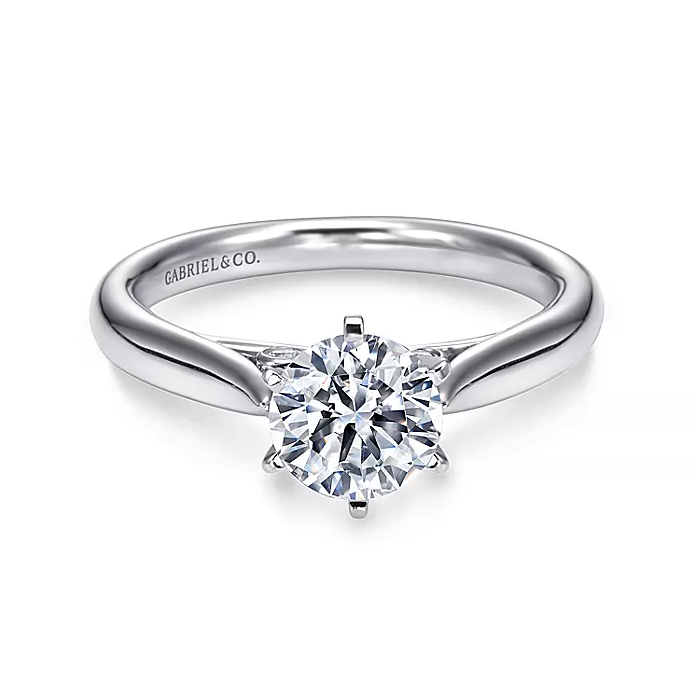 Gabriel & Co. Cassie ER6668W44JJ – 14K White Gold Round Diamond Solitaire Engagement Ring