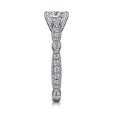 Gabriel & Co. ER6711W44JJ 14K White Gold Victorian Round Diamond Engagement Ring